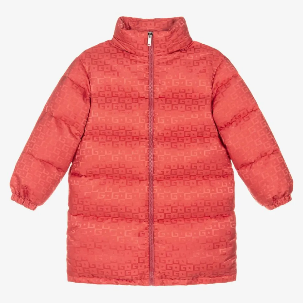 Girls Pink Hooded Puffer Coat