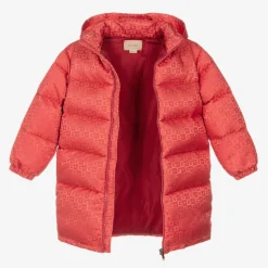Girls Pink Hooded Puffer Coat