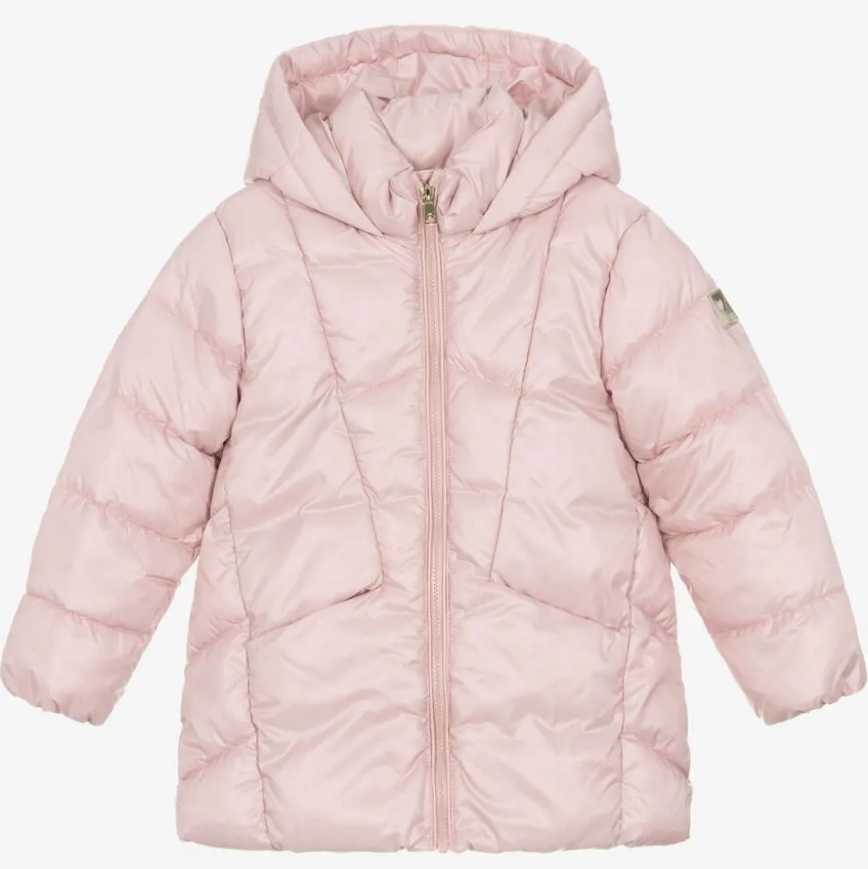 Girls Pink Hooded Puffer Coat