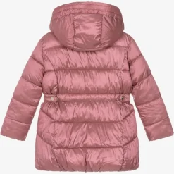 Girls Pink Hooded Puffer Coat