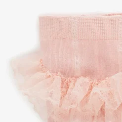 Girls Pink Lace Frill Tights