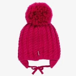 Girls Pink Laura Giant Pom-Pom Beanie