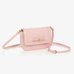 Girls Pink Leather & Tweed Medusa Bag (16cm)