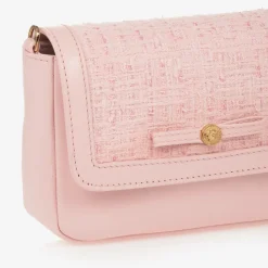 Girls Pink Leather & Tweed Medusa Bag (16cm)