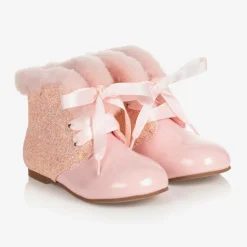 Girls Pink Leather Boots