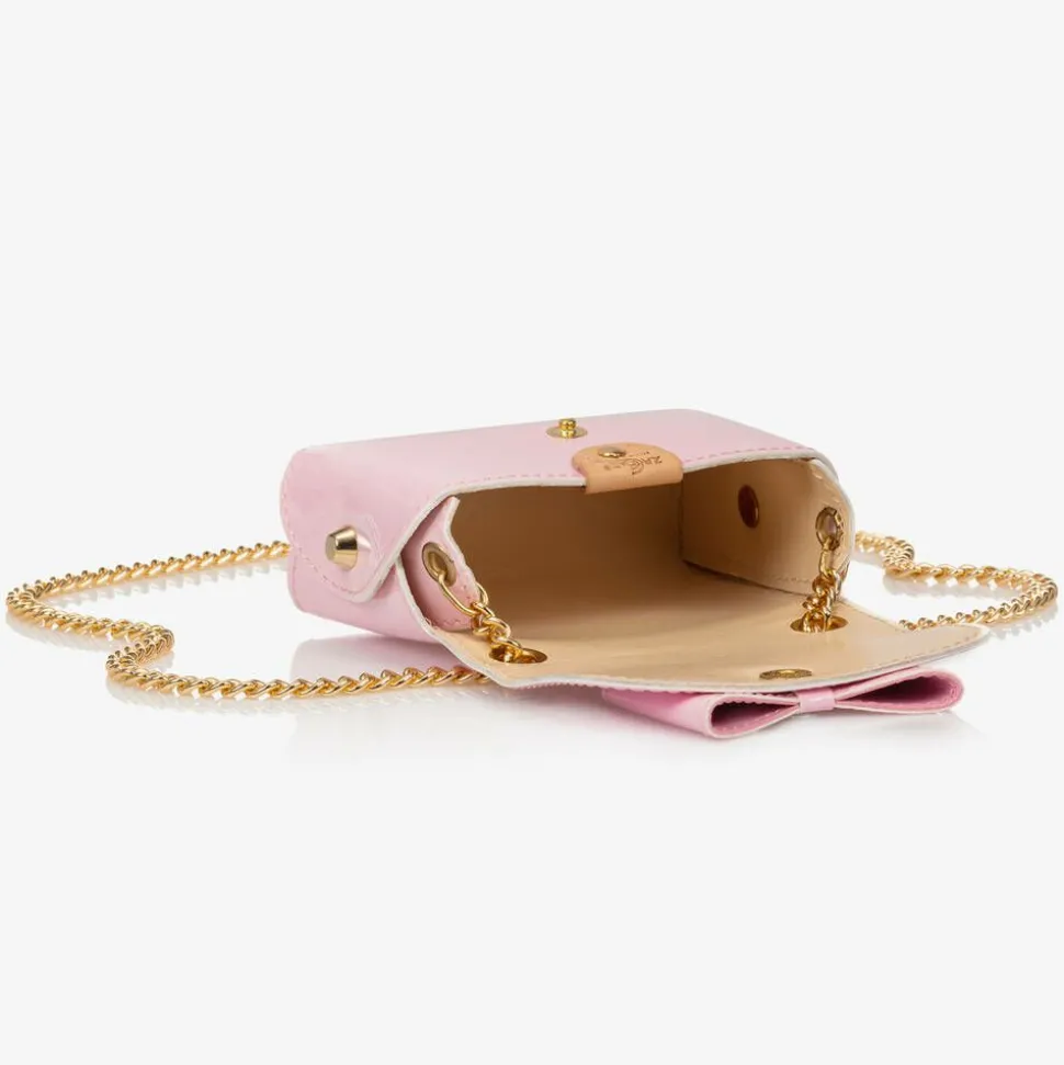 Girls Pink Leather Bow Bag (12cm)