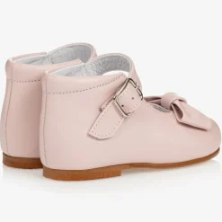 Girls Pink Leather Bow Shoes