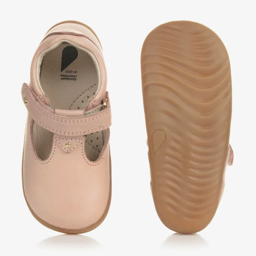 Girls Pink Leather First Walker Shoes