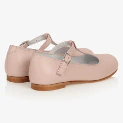 Girls Pink Leather T-Bar Shoes