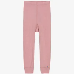 Girls Pink Merino Wool Leggings