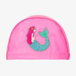 Girls Pink Mermaid Swimming Cap