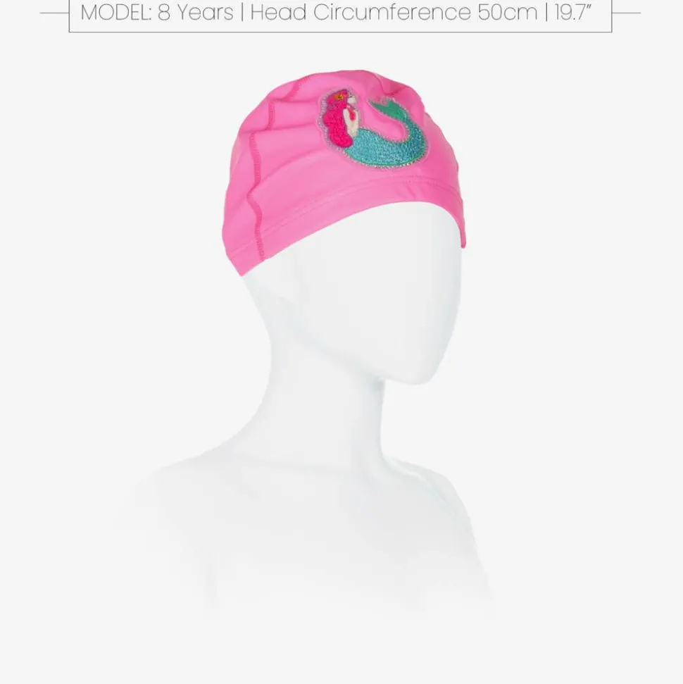 Girls Pink Mermaid Swimming Cap