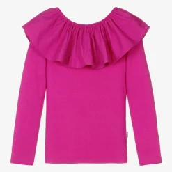 Girls Pink Organic Cotton Ruffle Top