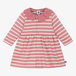 Girls Pink Organic Cotton Striped Dress