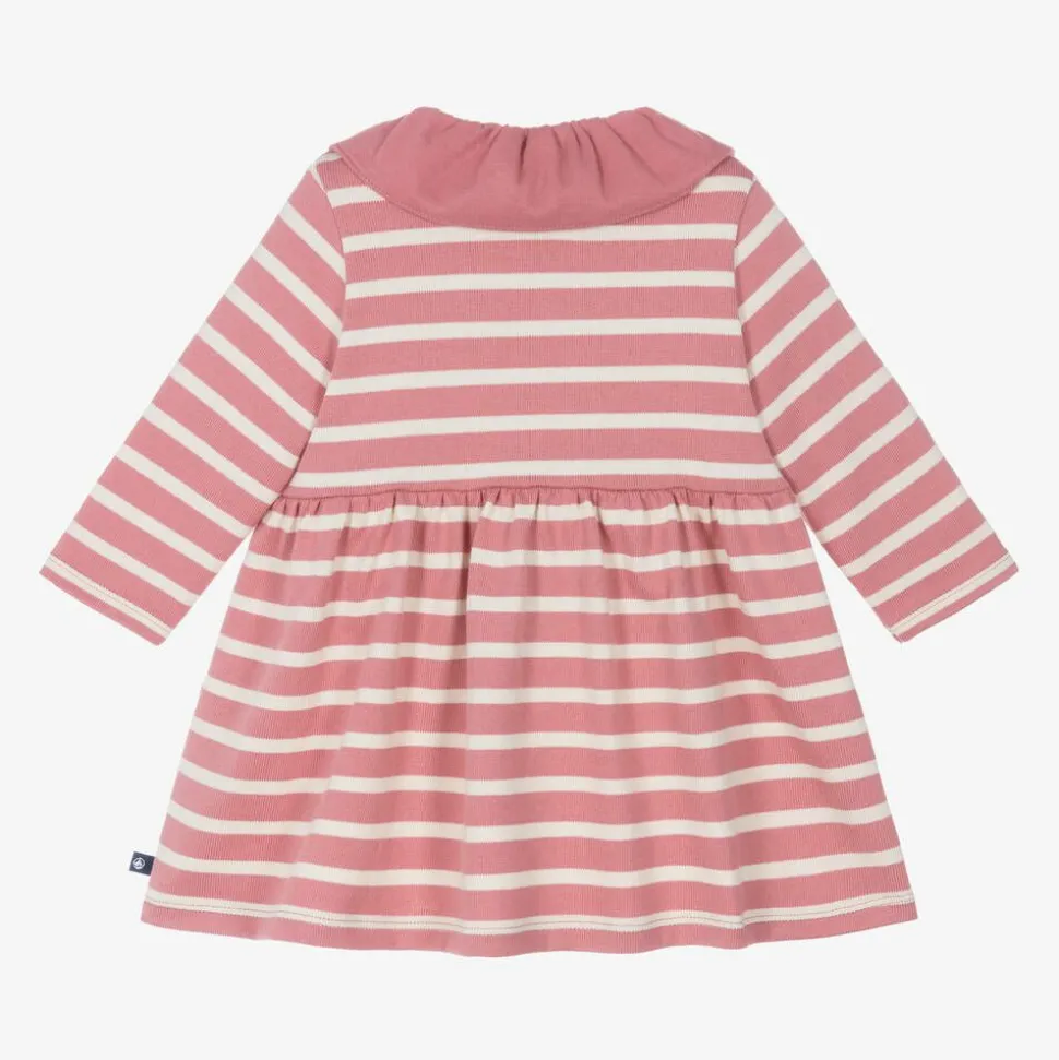 Girls Pink Organic Cotton Striped Dress