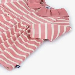 Girls Pink Organic Cotton Striped Dress