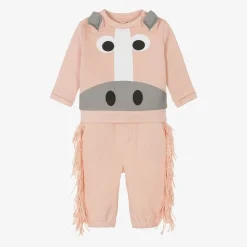 Girls Pink Organic Cotton Horse Tracksuit