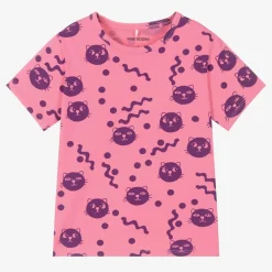Girls Pink Organic Cotton Cats T-Shirt