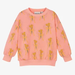 Girls Pink Organic Cotton Floral Sweatshirt