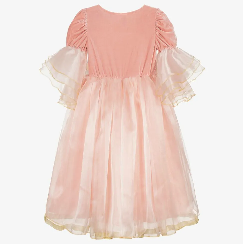 Girls Pink Organza Princess Dress Costume