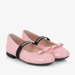 Girls Pink Patent Leather Ballerina Flats