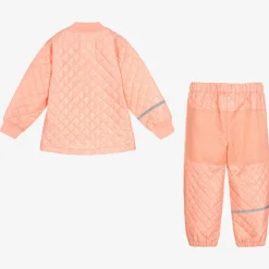 Girls Pink Quilted Jacket & Trouser Set