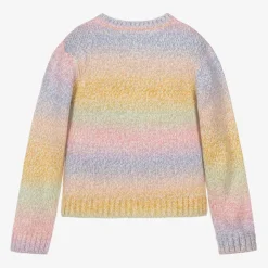 Girls Pink Rainbow Stripe Sweater