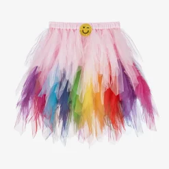 Girls Pink Rainbow Tulle Skirt