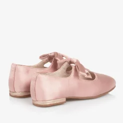 Girls Pink Satin Bow Shoes
