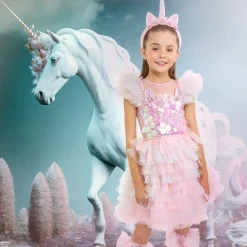 Girls Pink Sequin Unicorn Costume Dress