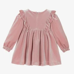 Girls Pink Sparkly Velour Dress