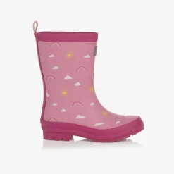 Girls Pink Sun Charms Rain Boots