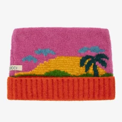 Girls Pink Sunset Chenille Knit Hat