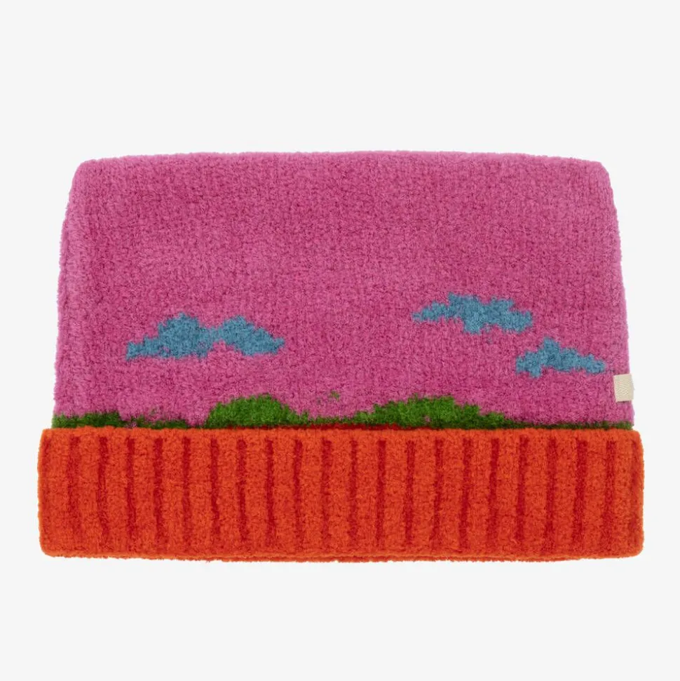 Girls Pink Sunset Chenille Knit Hat