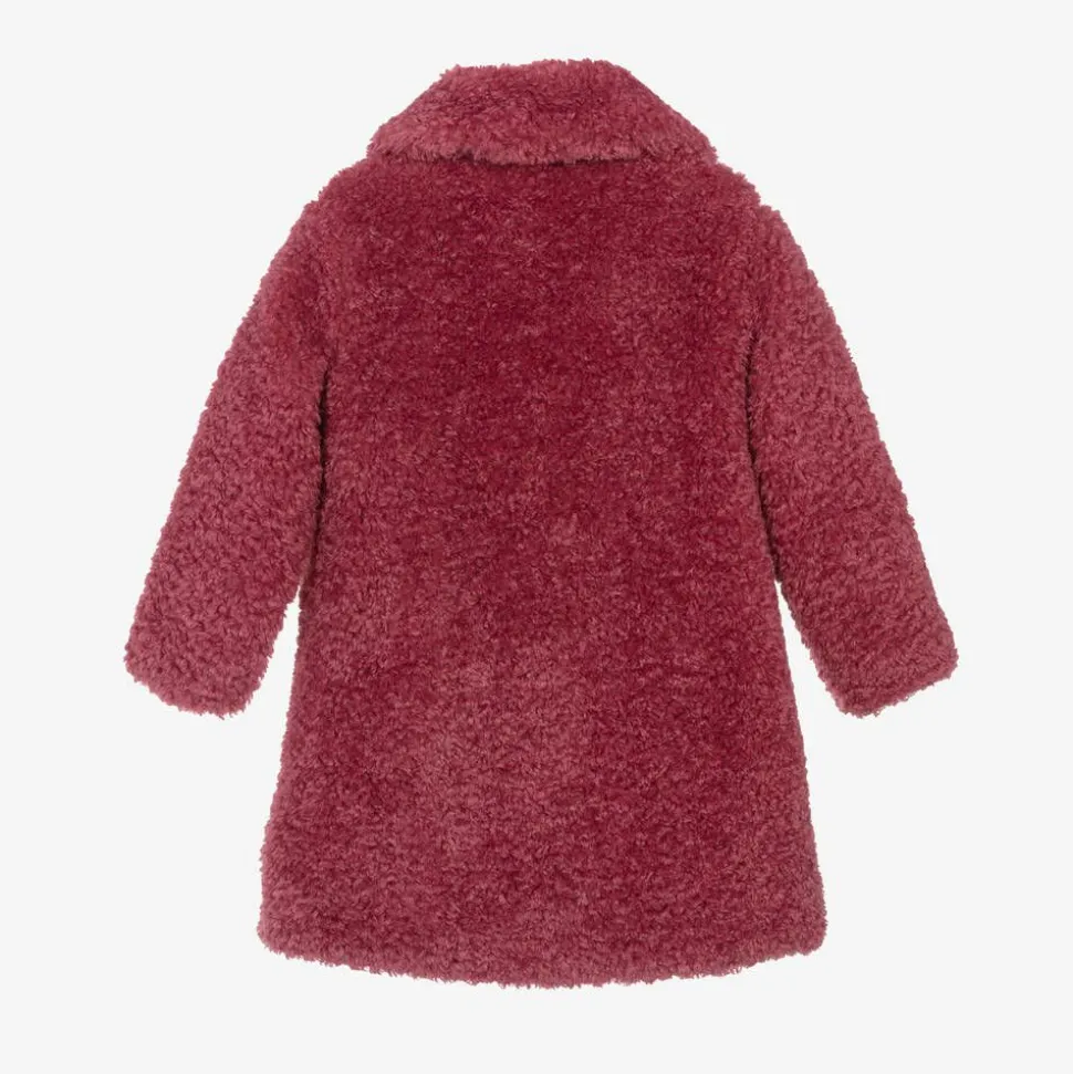 Girls Pink Teddy Fleece Coat