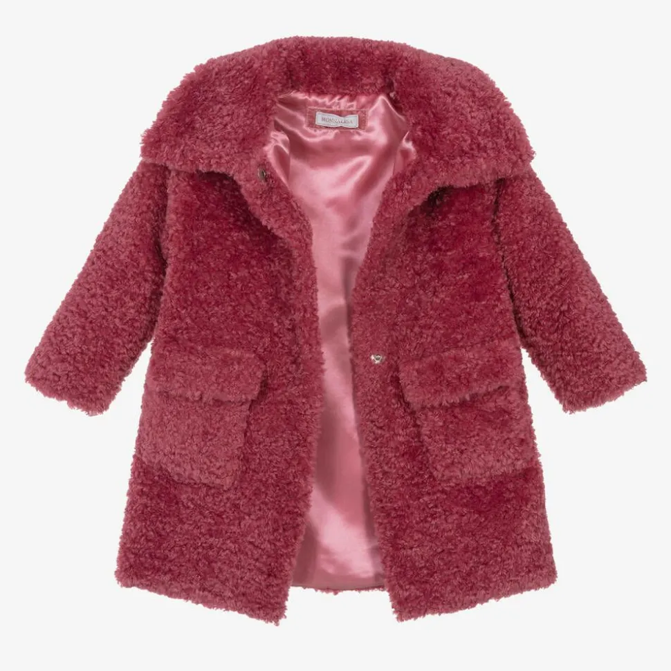 Girls Pink Teddy Fleece Coat