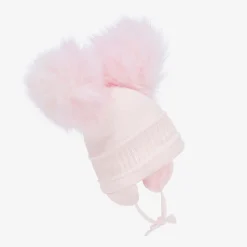 Girls Pink Tindra Double Pom-Pom Hat
