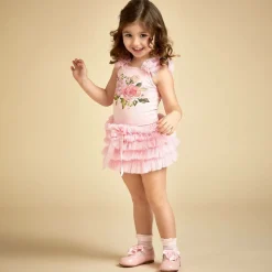 Girls Pink Tulle Skirt Set