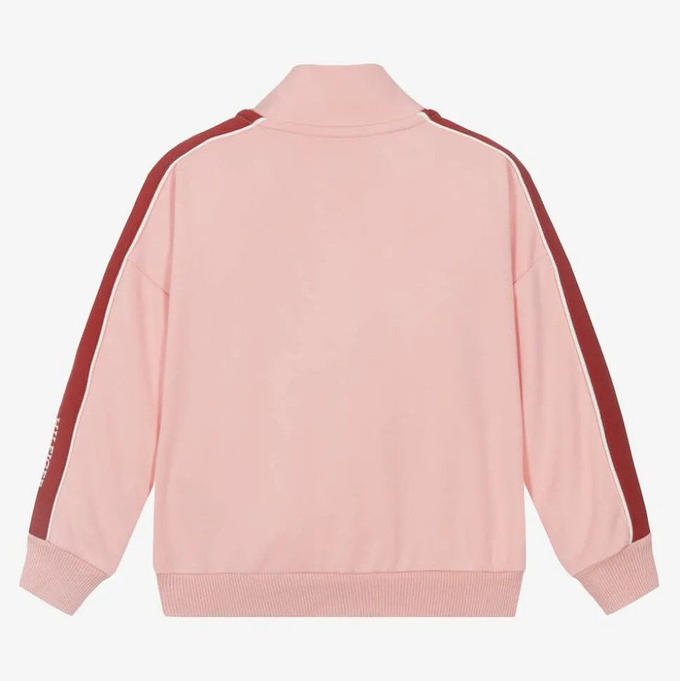 Girls Pink Viscose Half-Zip Sweatshirt