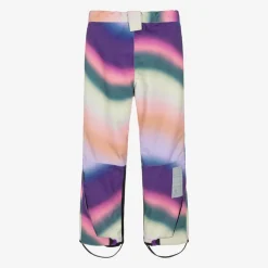 Girls Pink Wavy Rainbow Ski Trousers