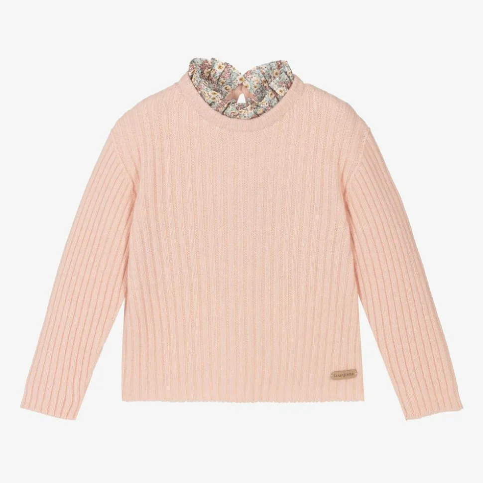 Girls Pink Wool & Cashmere Knit Sweater