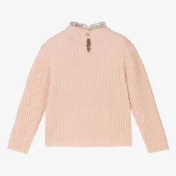 Girls Pink Wool & Cashmere Knit Sweater
