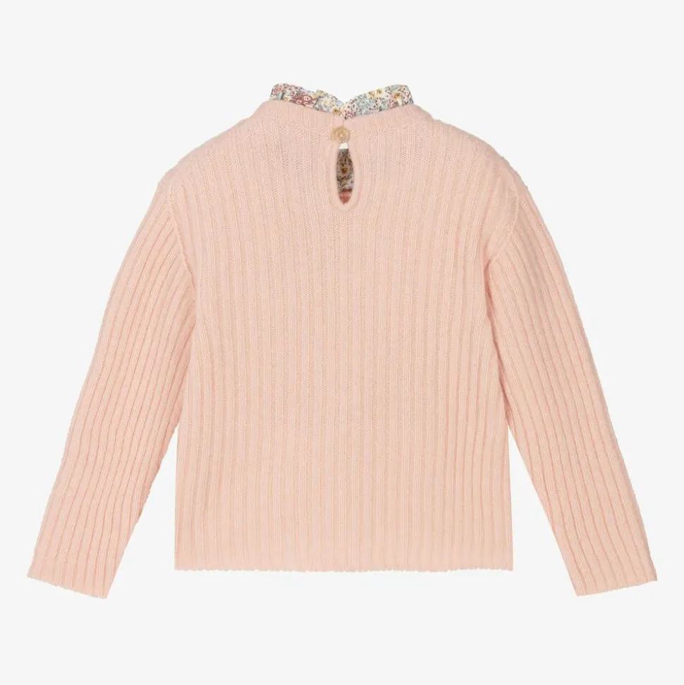 Girls Pink Wool & Cashmere Knit Sweater