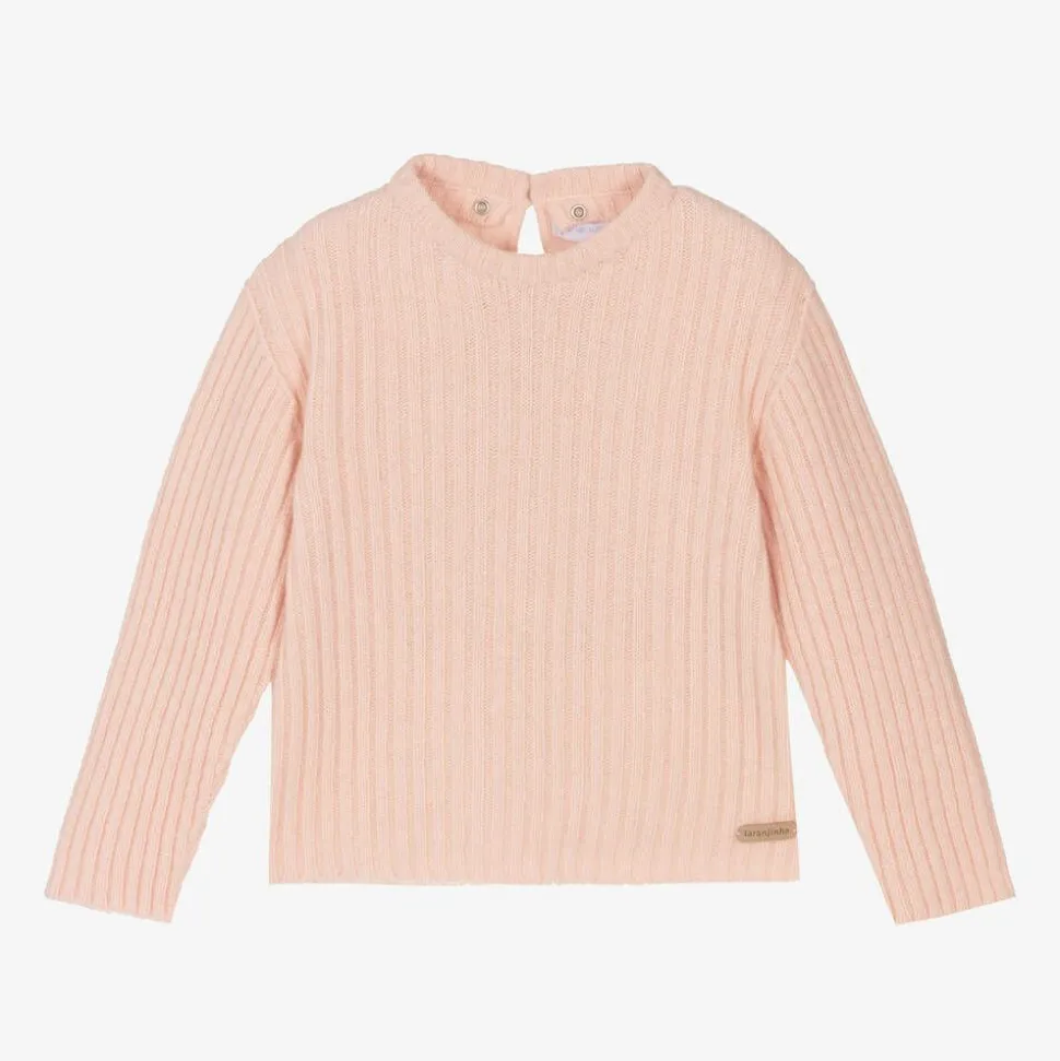 Girls Pink Wool & Cashmere Knit Sweater