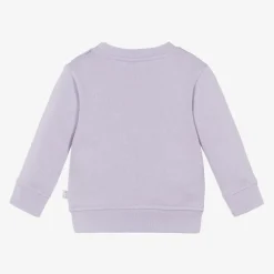 Girls Purple Cotton Flower Sweatshirt