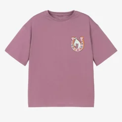 Girls Purple Cotton Horseshoe T-Shirt