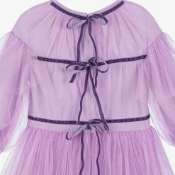 Girls Purple Tulle Flowers Dress