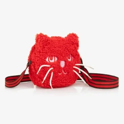 Girls Red Bouclé Cat Bag (15cm)