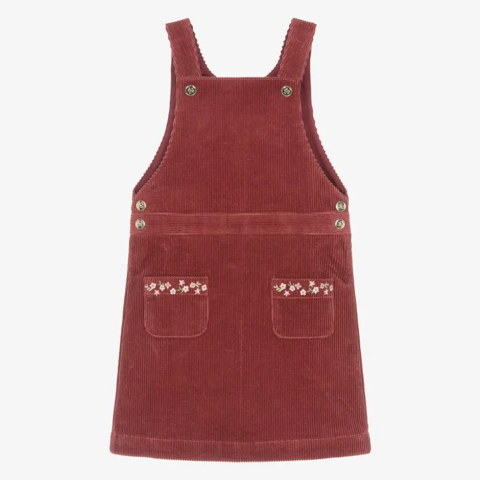 Girls Red Corduroy Pinafore Dress