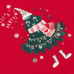 Girls Red Cotton Festive Top